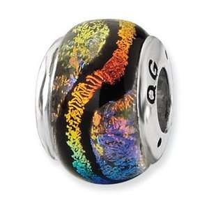  Sterling Silver Rainbow Dichroic Glass Bead Jewelry