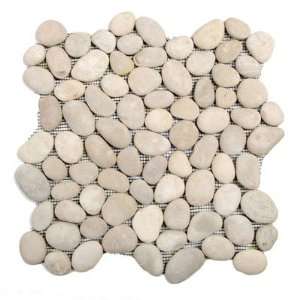  12 x 12 In. Beige River Stone Pebble Brown Mosaic Tile Kitchen 