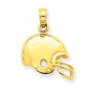  14k Yellow Gold Football Helmet Pendant Jewelry