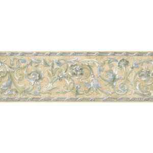  Decorate By Color Blue And Beige Floral Scroll Border 