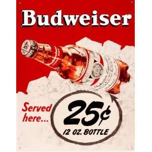  Budweiser Bud Served Here 25 Cents Beer Bottle Retro 