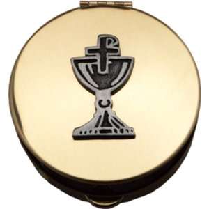 Pyx With Chalice and Chi Rho Cross (PS122)   2 1/8 Diameter, 1/2 