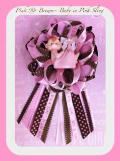 Cute Decorations~Baby Shower Corsage~Its a Girl~Favors~PINK & BROWN 