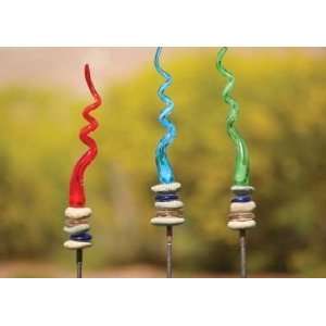   /GS141/GS142 Set of 3 Glass Spiral Stakes 48 Tall