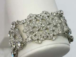 clear type bracelet alloy metal rhodium plated size 7 9 in length and 