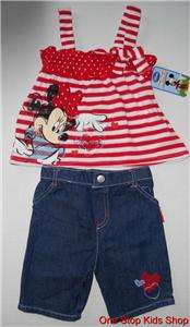 MINNIE MOUSE Toddler Girls 2T 3T 4T Set OUTFIT Shirt Top Pants Capris 