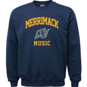 Merrimack Warriors Navy Music Arch Crewneck Sweatshirt  