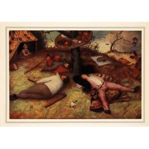  1937 Tipped In Print Pieter Brueghel Art Fools Paradise 