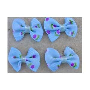  20pc Blue Flower Grosgrain Bows Appliques Embellishments 