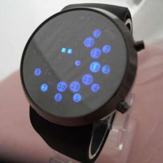 New Bright Circle Blue LED Digital Mens Date Watch  
