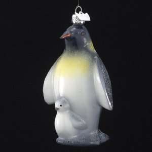   Blown Parent & Baby Penguins Christmas Ornaments 4.25