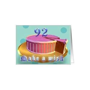  92nd Birthday make a wish Pink cake polka dot stripes 