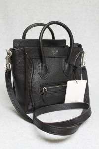 Celine Nano Luggage Black Textured Leather Bag New 2012  