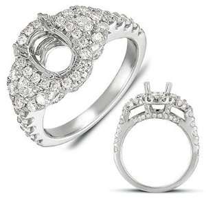  14k 1.00 Dwt Diamond White Gold Pave Engagement Ring 