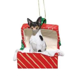  Rat Terrier in Gift Box Christmas Ornament