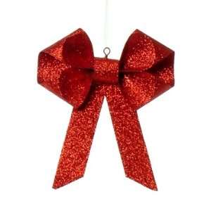  Red Glitter Sculpted Metal Bow Christmas Ornament #2738069 