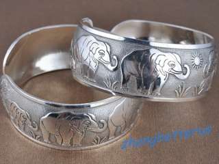   Tibet Silver Carved Lucky Elephant Bracelet Bangle Xmas gift #5  