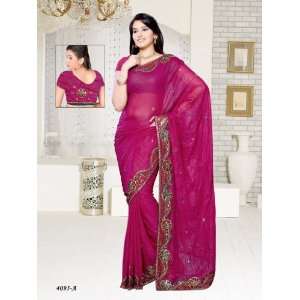   Designer Party Wear Laminated Crushed Georgette Saree 