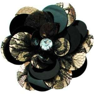  Layered Lace Sequin Flower Pin and Hair Clip