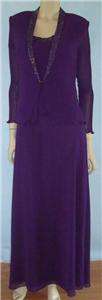 NWT PATRA Purple Beaded Sequin Formal Evening Dress with Jacket Sz 8 