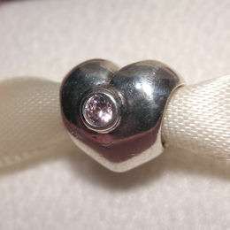 AUTHENTIC PANDORA Sterling Silver with Pink CZ HEART Charm 790134PCZ 