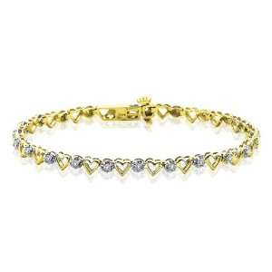   Yellow Gold 1/2 ct. Diamond Heart Bracelet (8) Katarina Jewelry