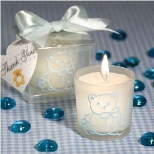  Candle Glass Teddy Bear Baby Blue (30 per order) Baby 