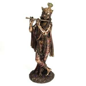  Hindu Indian God Bronze Figure HIGH QUALITY Flute Deity NEW  
