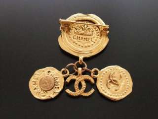 Authentic Chanel Vintage gold CC & medals pin brooch  
