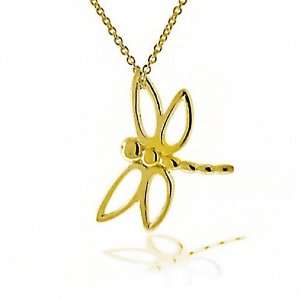  Bling Jewelry Gold Vermeil Dragonfly Pendant Necklace 