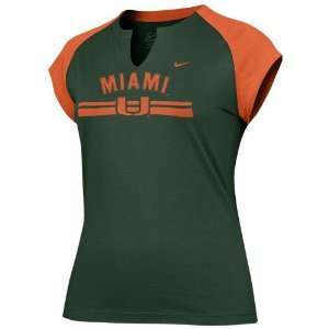  Nike Miami Hurricanes Green Ladies Tissue Raglan T shirt 