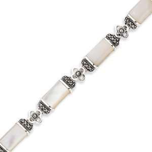   Mother of Pearl & Marcasite Bracelet   7 Inch West Coast Jewelry