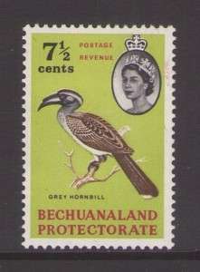 Bechuanaland 1961 7½c. African grey hornbill bird  