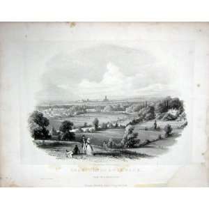    1850 Engraving Leamington Warwick Bewbold Hills