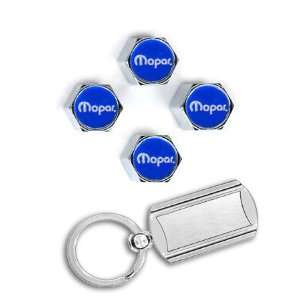 Mopar Logo Chrome Valve Stem Caps with Key Chain