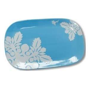    Hawaiian Ceramic Oval Platter Mamo Blue Ulu