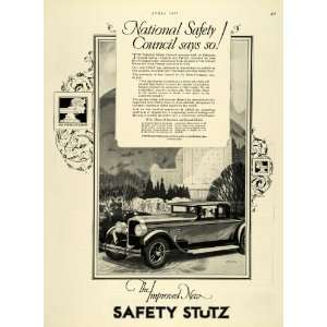  1927 Ad Edmund Davenport Art Safety Stutz Antique Car 