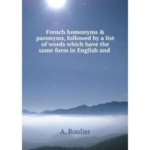  French homonyms & paronyms, followed by a list of words 