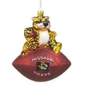  Missouri Tigers Ncaa Glass Mascot Football Ornament (6 