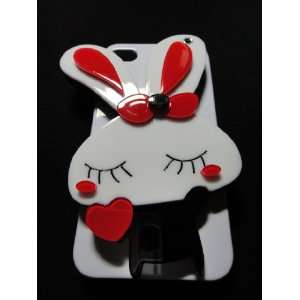 in 1 Apple iPhone 4/4s   Cute Bunny with Cosmetic Mirror Hard Case 