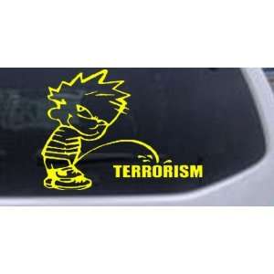 Yellow 20in X 15.2in    Pee on Terrorism Military Car Window Wall 