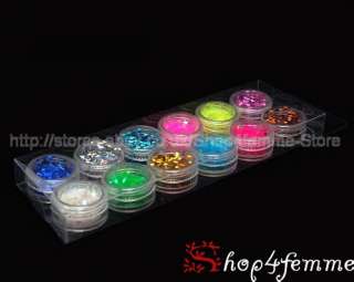 12 Colours Iridescent Ice Diamond Shapes   For Nail Art Decoration