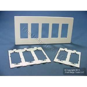 Leviton White 5 Gang Midway Size Decora Screwless Wallplate Cover GFCI 