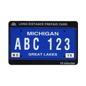 Collectible Phone Card Michigan License Plate Great Lakes (Blue 
