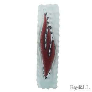  Etched Glass Burgundy Mezuzah 