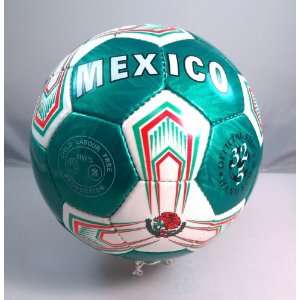 Handsewn Futbol Soccer Ball   Mexico Flag Panel Design  
