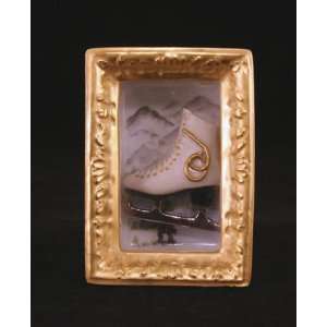  Ice Skate in Frame with Winter Scene French Limoges Box 