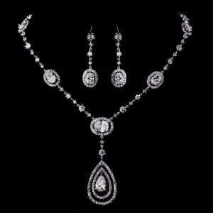  Mesmerizing Silver Clear & Cubic Zirconia Bridal Necklace 