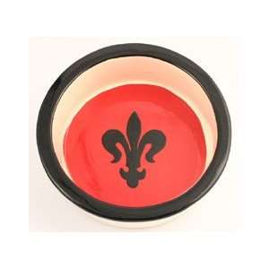  Melia Red Fleur De Lis Design Ceramic Dog Bowl LARGE 