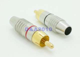 Pair RCA Plug Audio Cable Male Connector Gold Adapter  